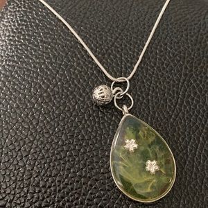 NWT. Handmade Resin green swirl pendant